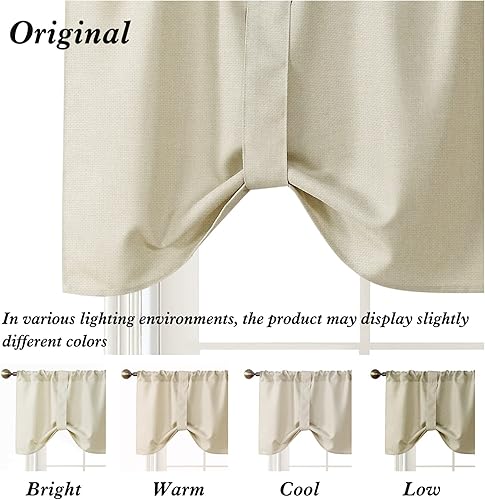 Miniatura 6 de Home Queen Cenefa de cortina de amarre para sala de estar, cenefa ajustable para globos, juego de 1, 18 pulgadas de largo, naturaleza