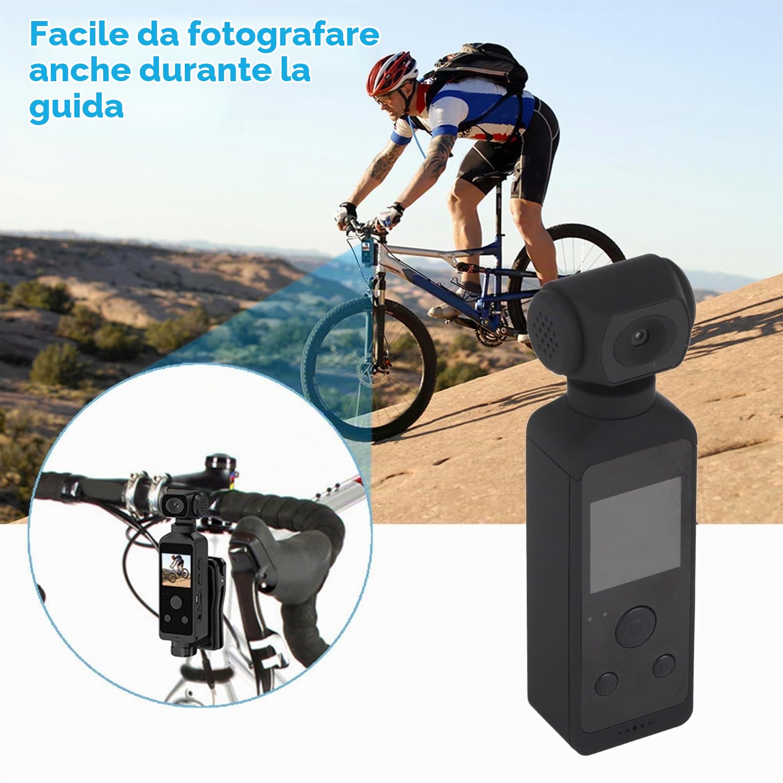 Ejoyous Camera da Azione Tascabile 4K, Videocamera per Videocamera per il Corpo Bodycam con WLAN e Microfono a 270 °, Senza Spazzato