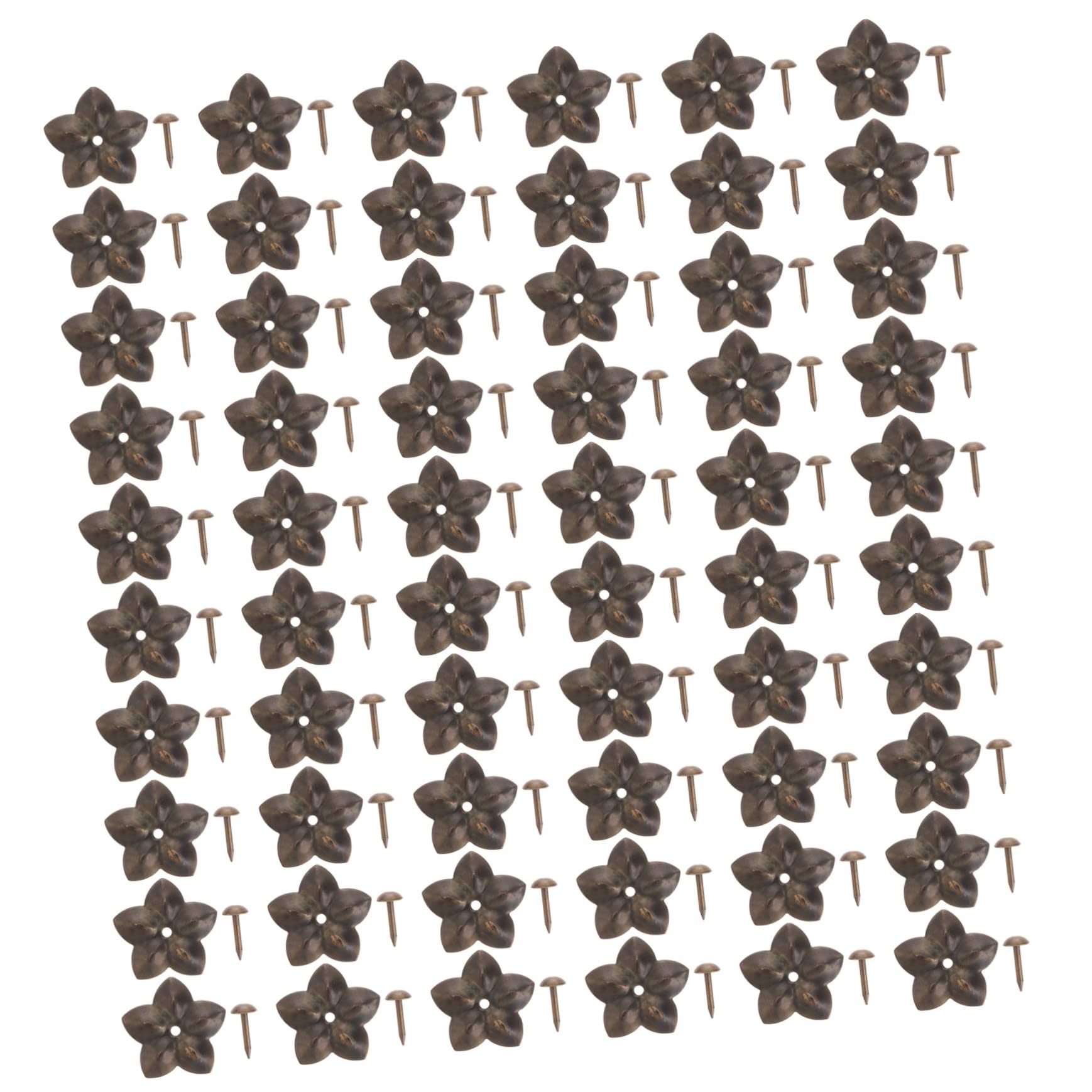 MUCKLILY 60pcs Upholstery Studs for Furniture Blossom Iron Nail Strips Creative Sofa Decor Vintage Style Nails