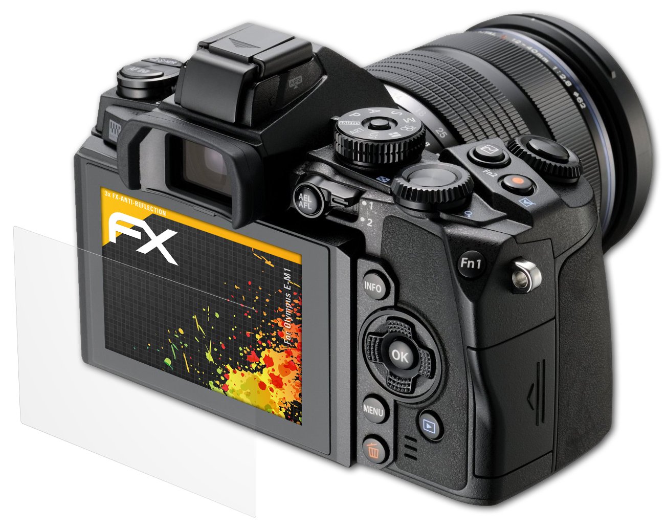 atFoliX Screen Protector compatible with Olympus E-M1 Screen Protection Film, anti-reflective and shock-absorbing FX Protector Film (3X)