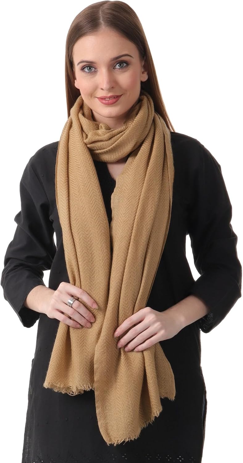 100% PURE CASHMERE 2PLY SCARF/STOLE, HERRINGBONE SUPER SOFT, THICK, LIGHTWEIGHT, PASHMINA