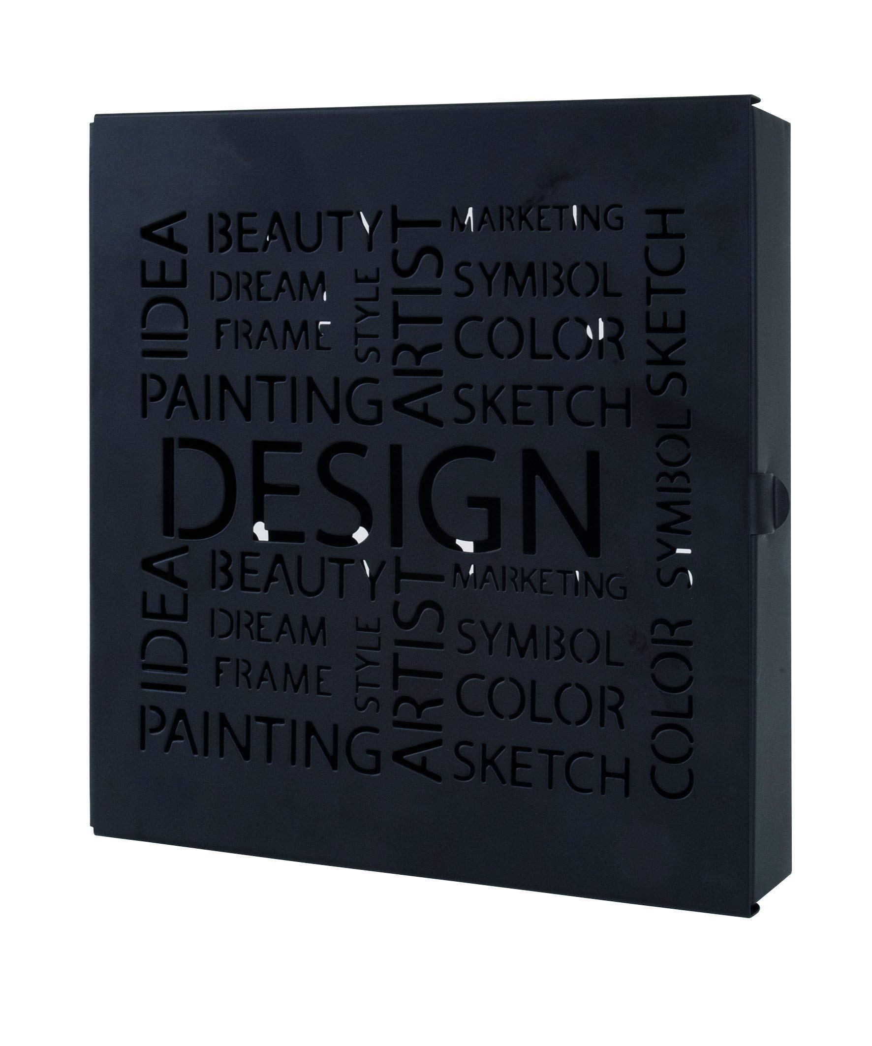 HAKU Key Box Black, Metal - Dim.: W 22 cm X H 24 cm X D 5 cm, Style: Modern