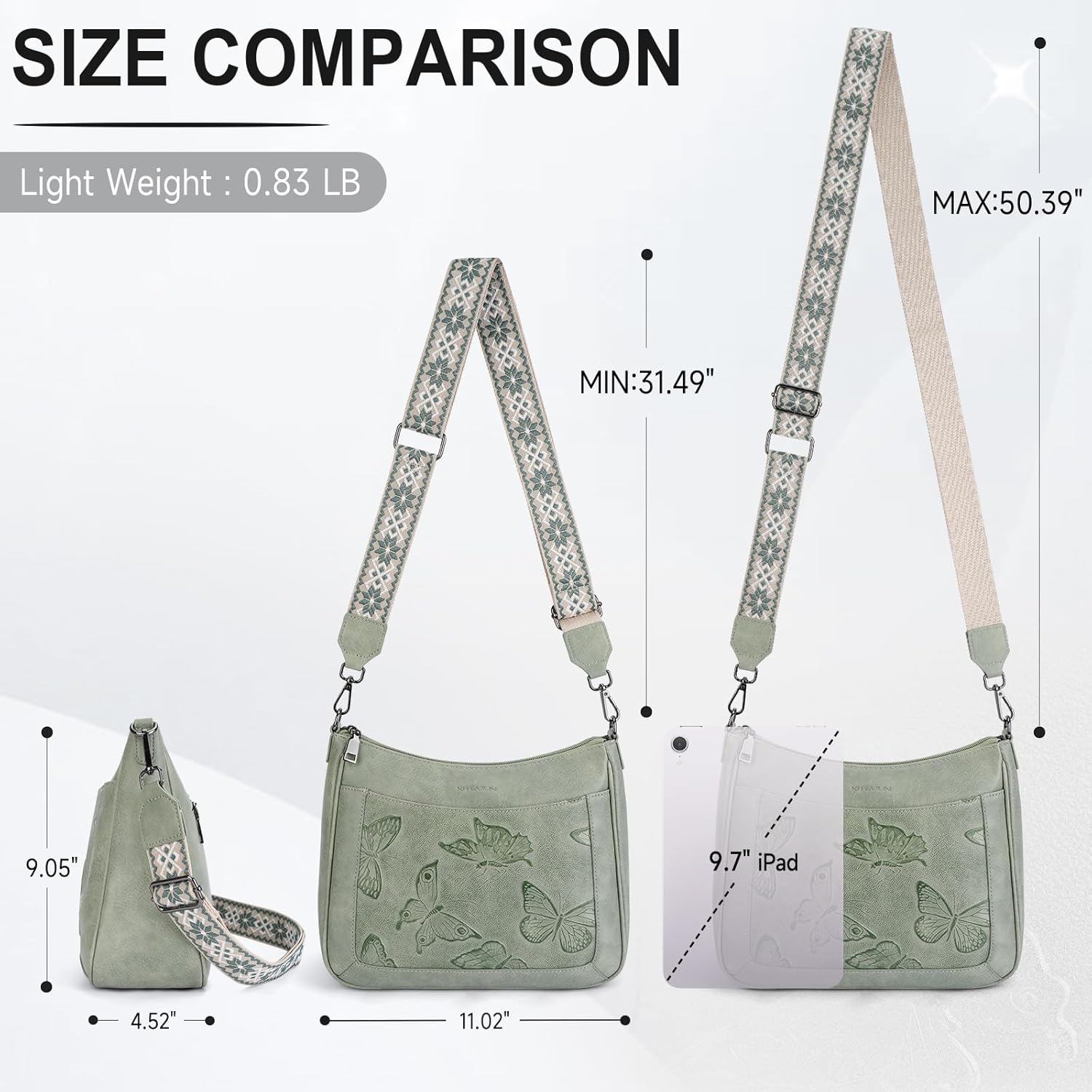 Crossbody Bags for Women Trendy, Vegan Leather Medium Butterfly Hobo Purse, Women's Shoulder Handbags - Image 4