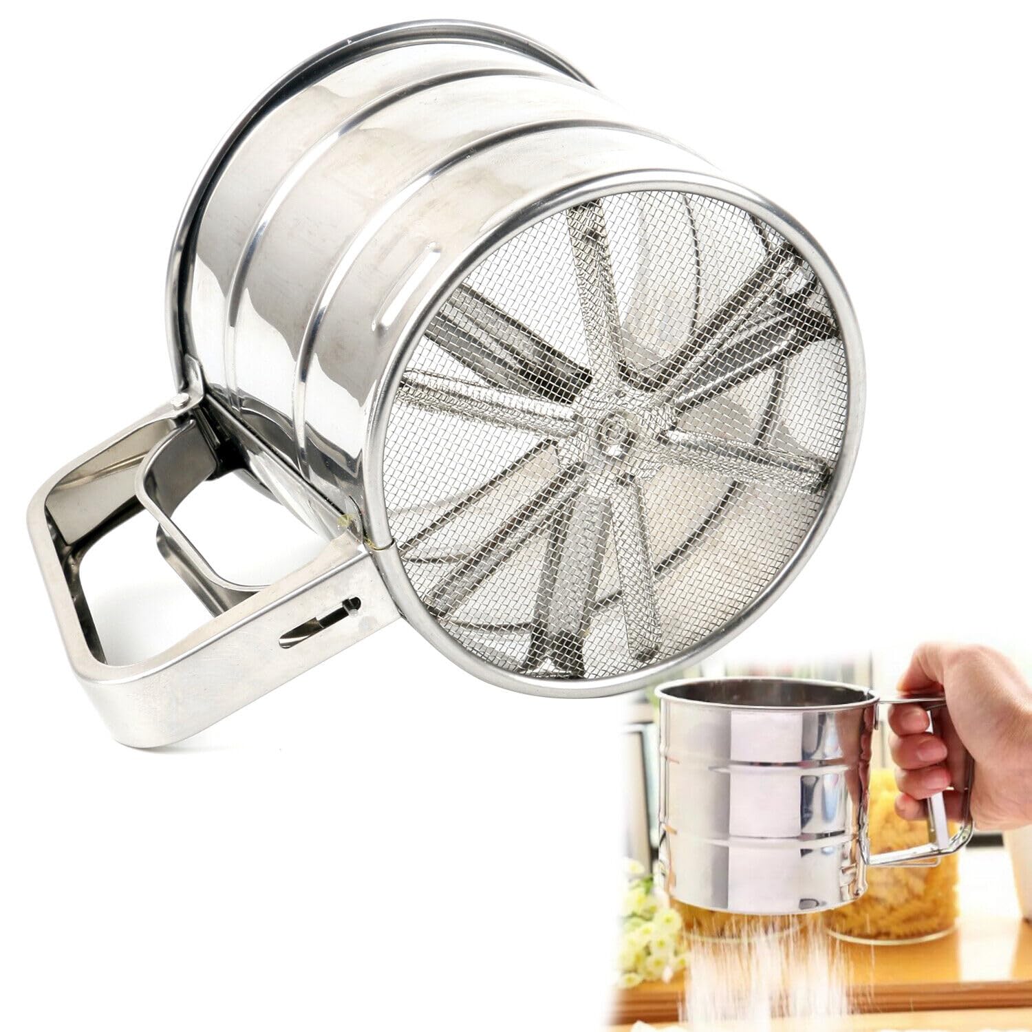 Kabalo Sieve Cup Sifter Baking Tool Stainless Steel Flour Cocoa Icing Sugar Mesh Shaker