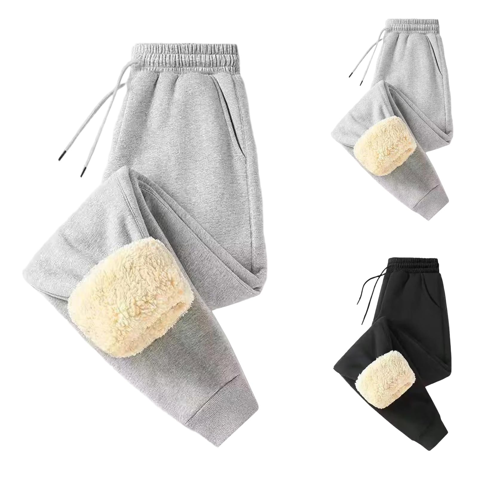 Fleece Joggers Men Thermal Sherpa Lined Baggy Sweatpants Casual Elastic Waist Work Pants Athletic Joggers with Pocket