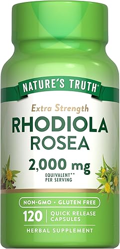 Nature's Truth Rhodiola Rosea  2000mg  120 cápsulas  Suplemento de extracto sin OMG y sin gluten