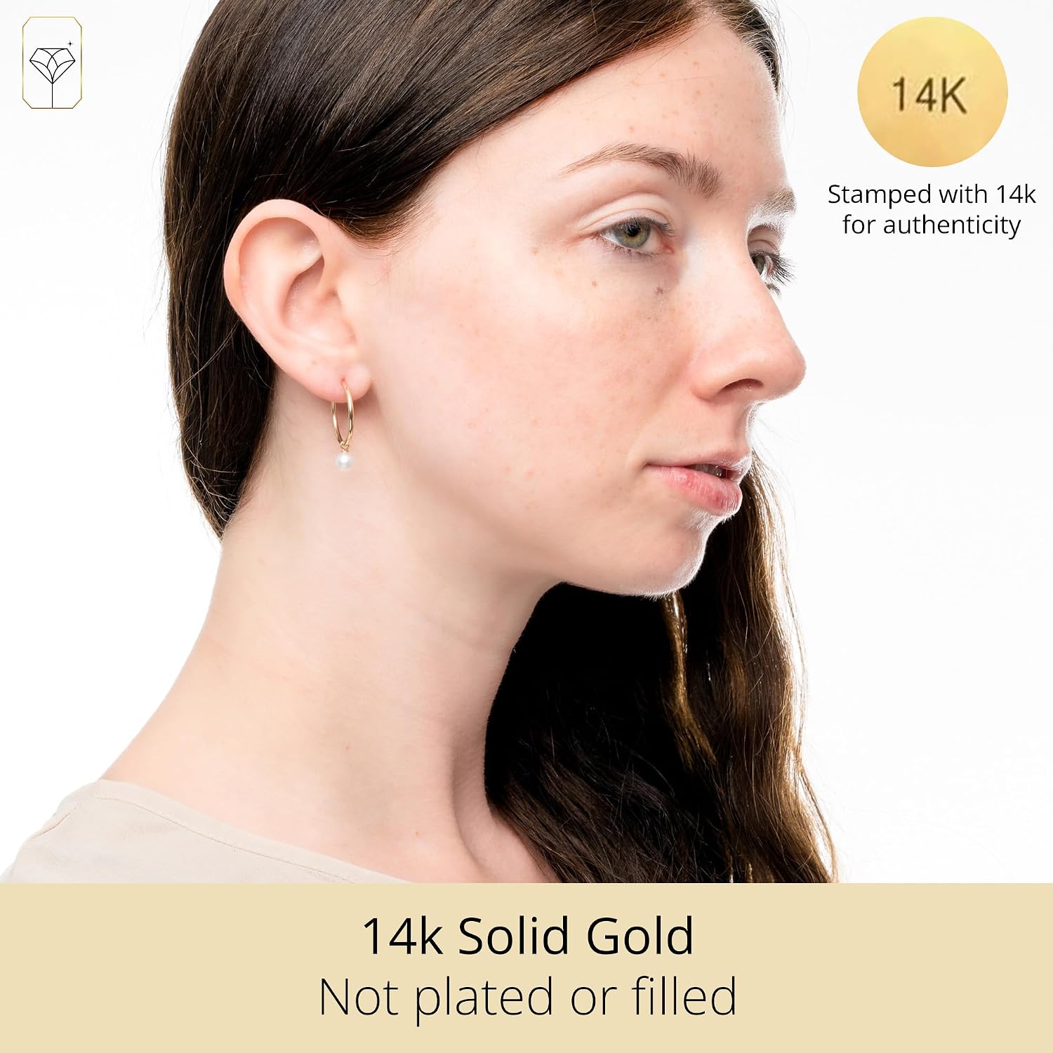 MAX + STONE 14K Gold Hoop Earrings with Removable Pearl Charm for Women | Hypoallergenic
