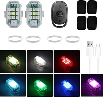 MICTUNING Wireless LED Strobe Lights 20 Pods – USB Charging, Multicolor, IP65 – Car, Motorcycle, Drone, Bike - View #3