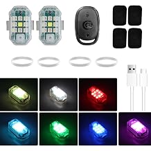 2 Pack Led Anti-Collision Strobe Lights Wireless Remote Control 7 Colors USB-C Charging Waterproof Led Motorcycle Drone Warning Lights for Night Flying Riding Mini Car Emergency Strobe Light