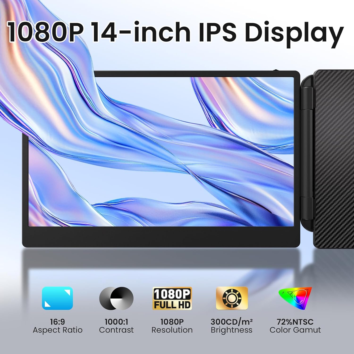 Laptop Screen Extender Monitor - 14" Triple IPS FHD 1080P HDMI/USB-A/Type-C Extended Monitor for Laptops (Maximum Length: 15.74") Compatible with Windows Mac Travel Work - Image 2