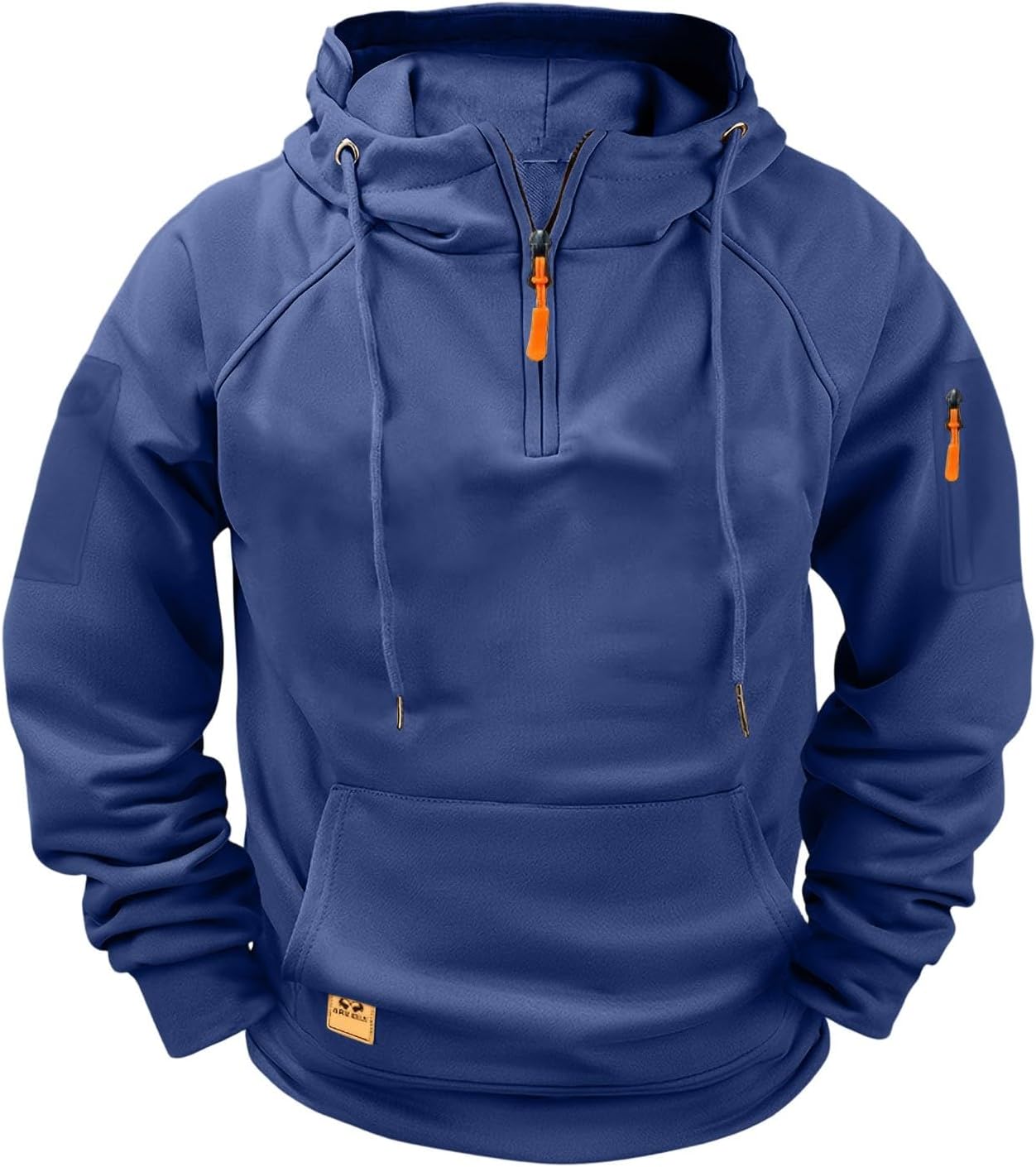 Men's Half Zip Pocket Hoodie Set Khaki Urban Casual Tracksuit