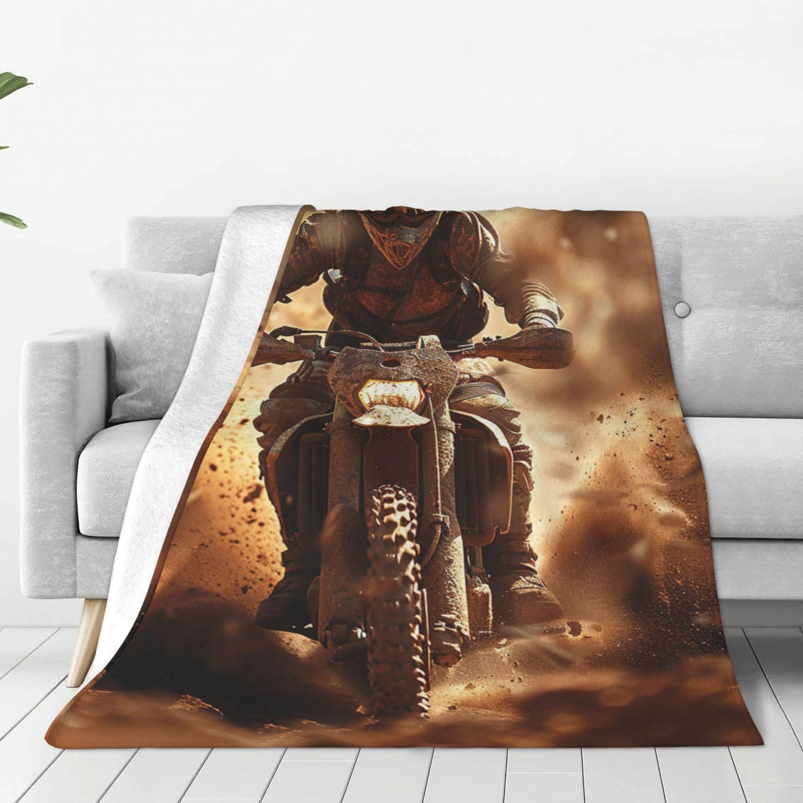 MXZERFKGLA Throw Blanket for Couch Thick Soft Fleece Blankets Warm Cozy Air Conditioning Quilt All Seasons Motocross Blanket Lightweight Flannel Fuzzy Blankets for Bed Couch Living Room Sofa 40"x30"