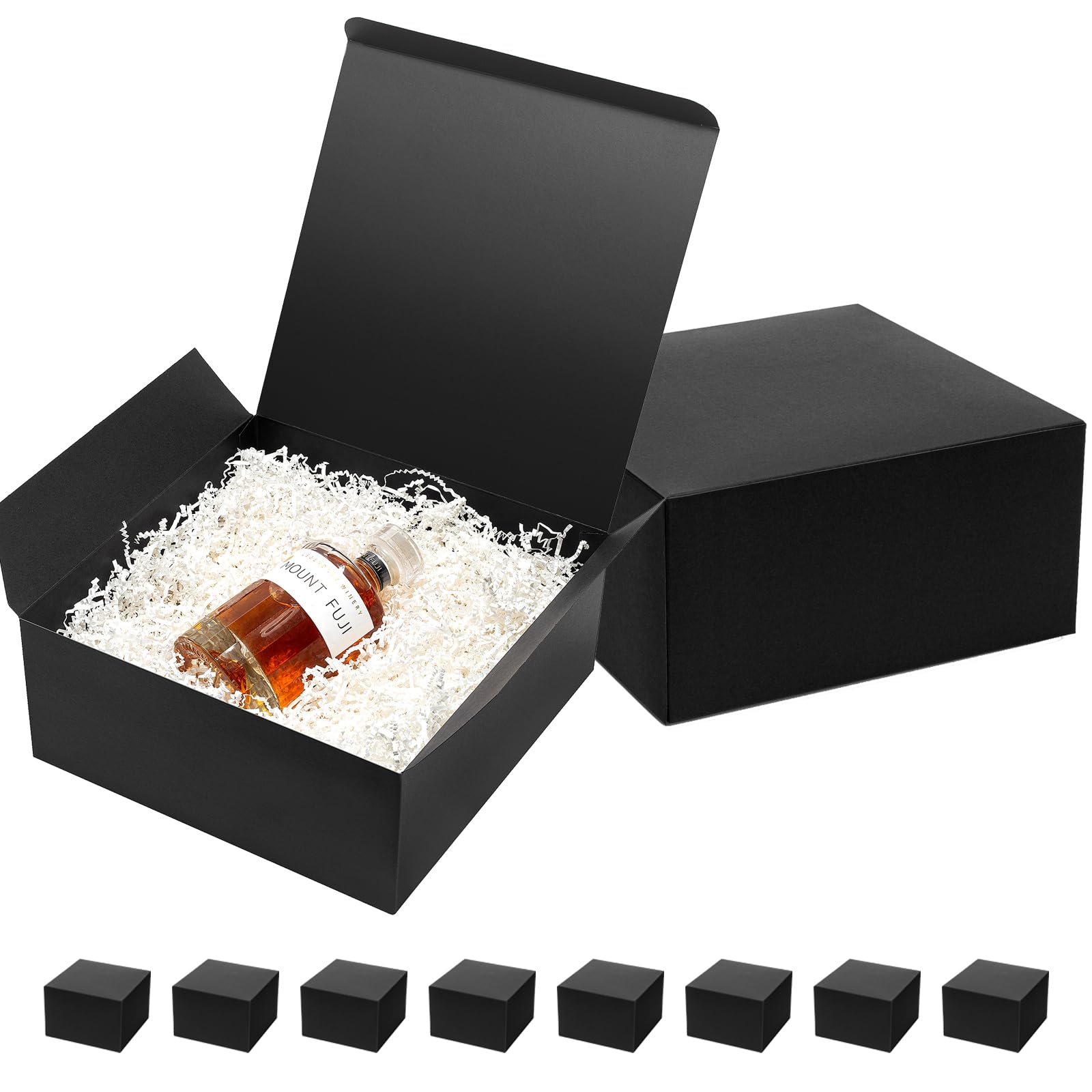 Mefleet 12x12x5 Inches Large Black Gift Boxes with Lids 10 Pack Bridesmaid Proposal Boxes Extra Deep Gift Box for Presents, Craft Boxes for Wedding, Graduation, Holiday, Christmas, Birthday Gift