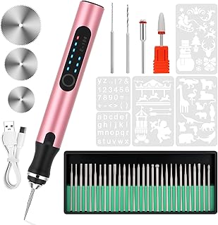 Electric Engraving Pen with 37 Bits, USB Rechargeable Cordless Etching Engraving Tool, Portable DIY Rotary Engraver for Jewelry Wood Glass Stone Carving (Rose Red)