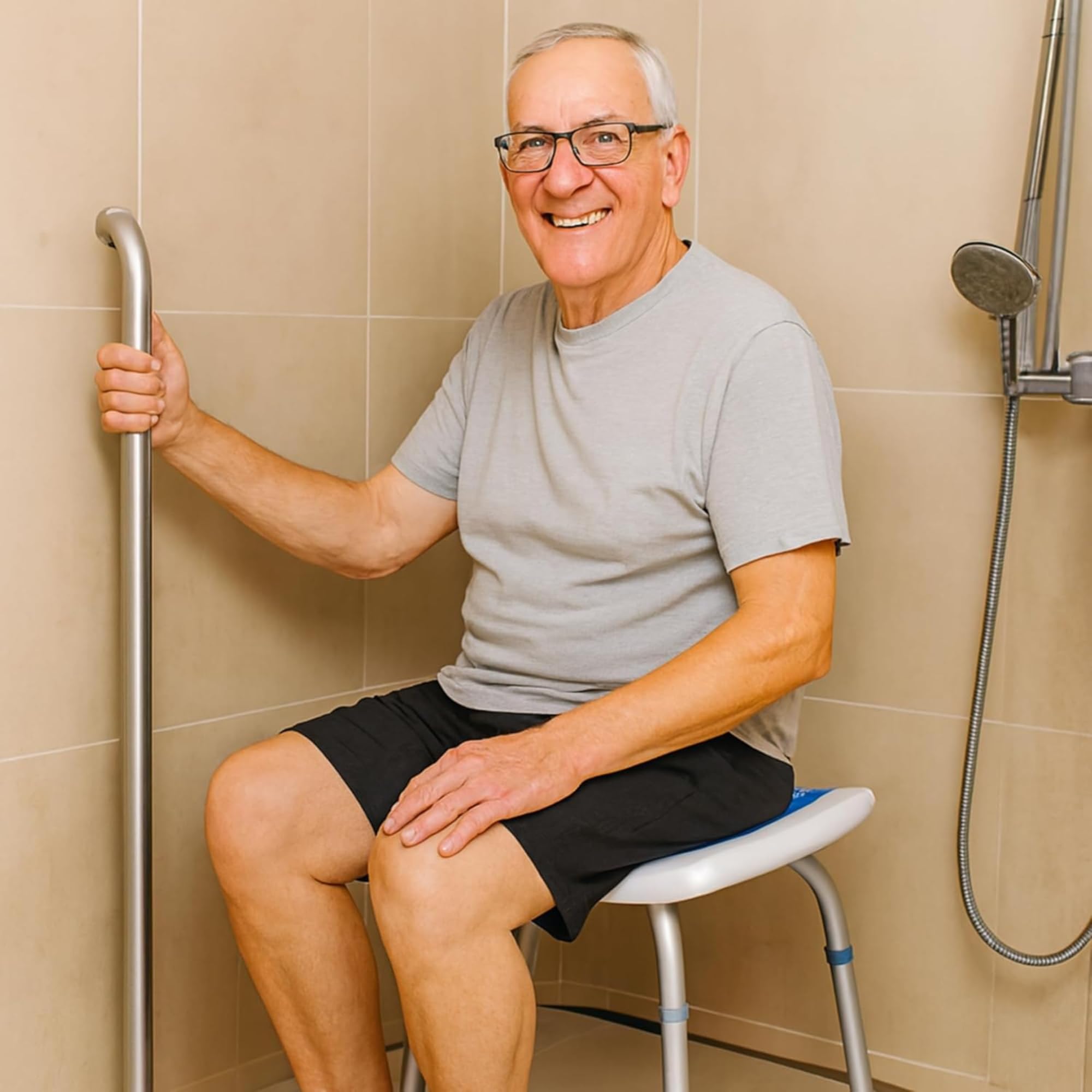 Taburete de Baño en U para Mayores y Embarazadas - Asiento Antideslizante Regulable 7 Alturas Banqueta Estable y Ligera Fácil Montaje Soporta 135 kg Ortopédico y Seguro