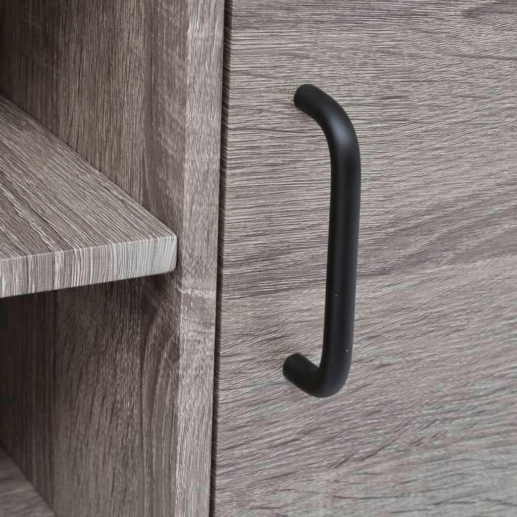 vidaXL - Modern Farmhouse-Style TV Cabinet, Gray - Quality MDF Material with PVC Cover & Metal Frame - Ample Storage Space with 2 Open Shelve & 2 Compartments - Cable Outlets for Organized Setup