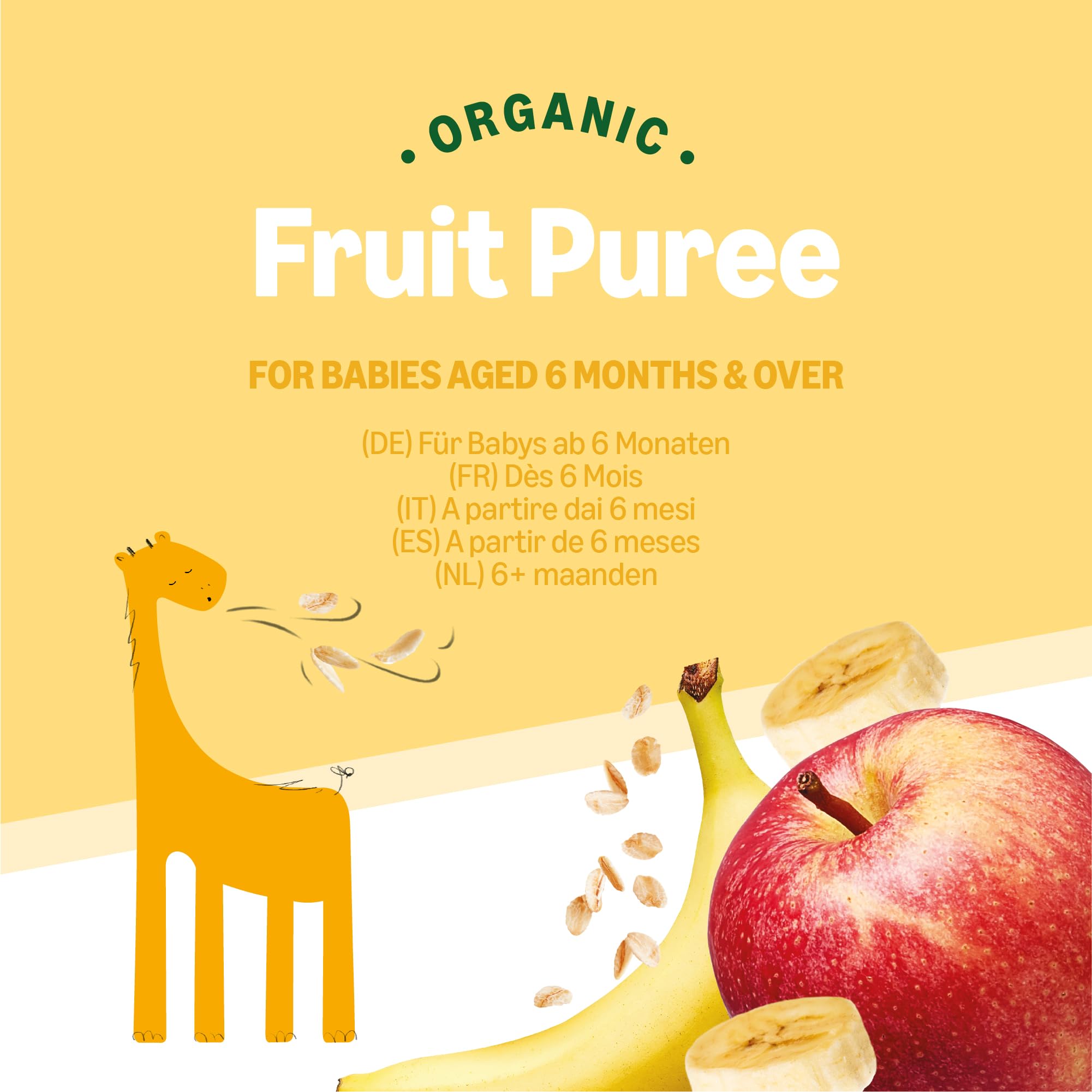 Mama Bear Bolsitas de Puré de Manzana, Plátano y Avena Ecológico - 6 x 90g