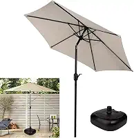 Ombrelone com Base para Piscina 2,5m Articulado Com Manivela Ipanema Bege - AMZ