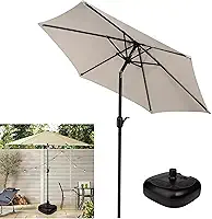 Ombrelone com Base para Piscina 2,5m Articulado Com Manivela Ipanema Bege - AMZ