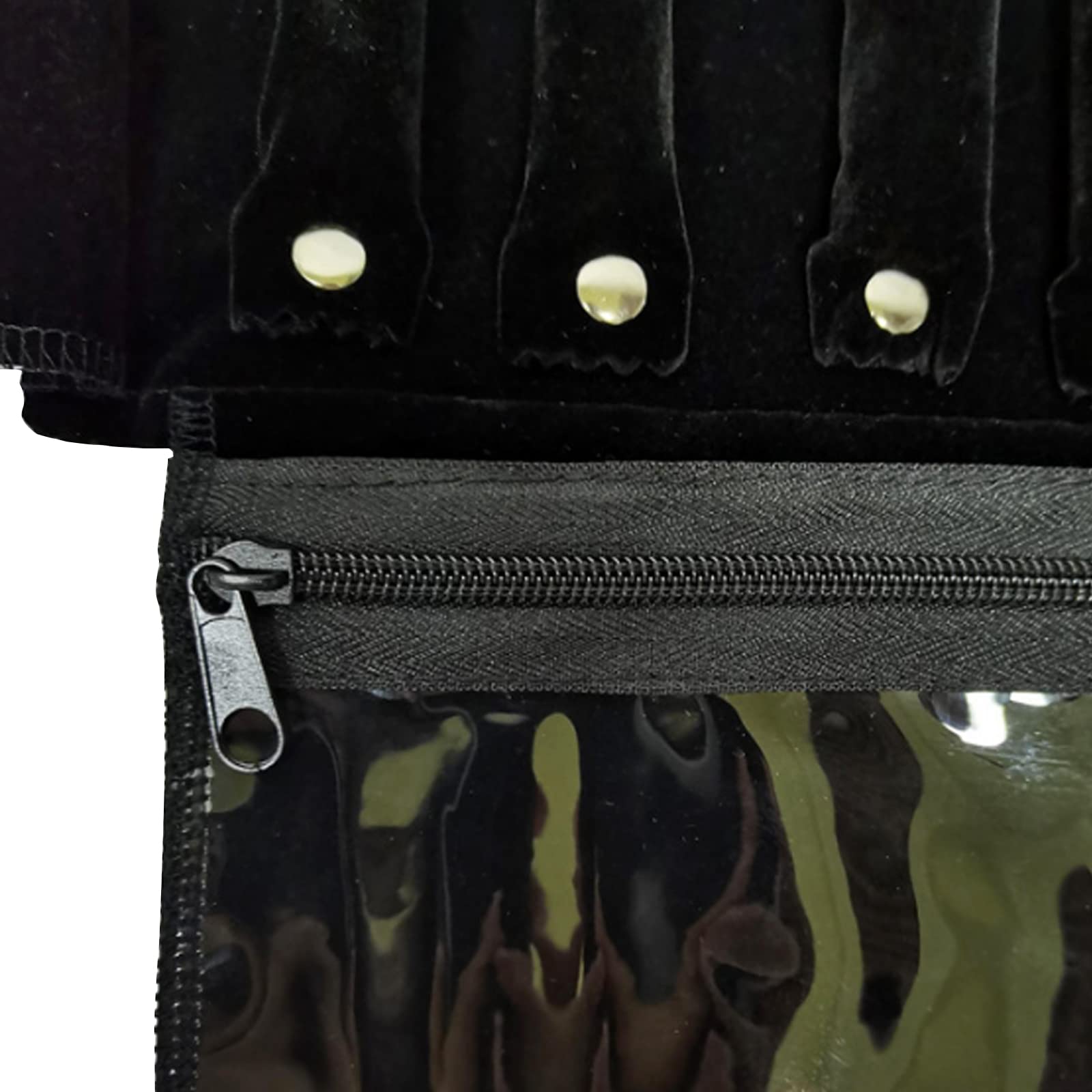 Bolsa de rodillo para organizador de joyas, rollo plegable para joyero, gran capacidad y práctico portátil, para más collares, pulseras (Flannel, Black1)