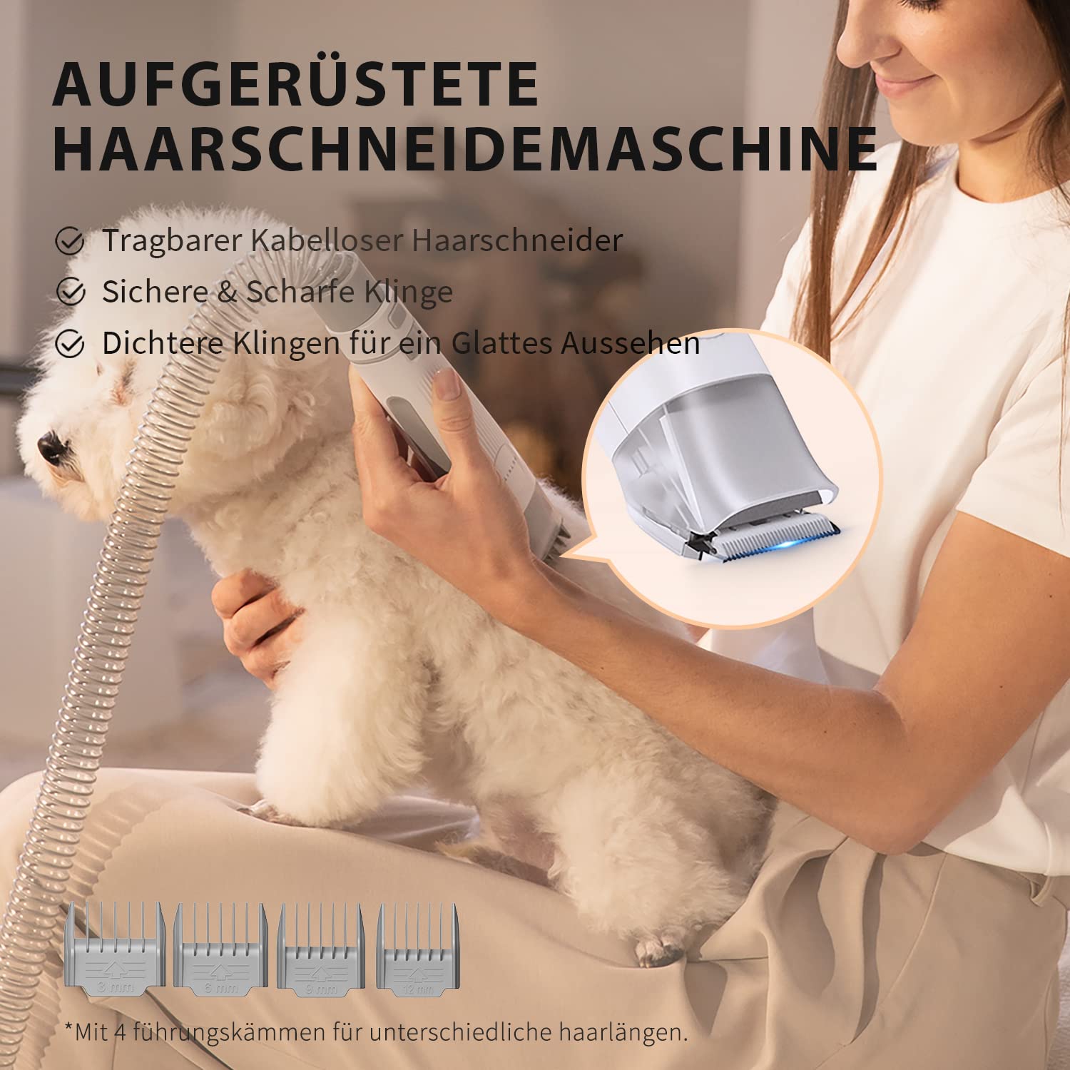 PETKIT Hundeschermaschine mit Staubsauger, 5 in 1 Profi Haustierpflegeset, Leise Schermaschine Hund Katze Tierhaarschneidemaschine, Professioneller Hundehaarschneidemaschine, 1.5L