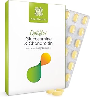 Healthspan Glucosamine & Chondroitin (120 Tablets) | Joint Health | 500mg Optiflex Glucosamine & 100mg Chondroitin Sulphate% | 20mg Vitamin C | 40% More Glucosamine Per Gram | Sustainably Sourced