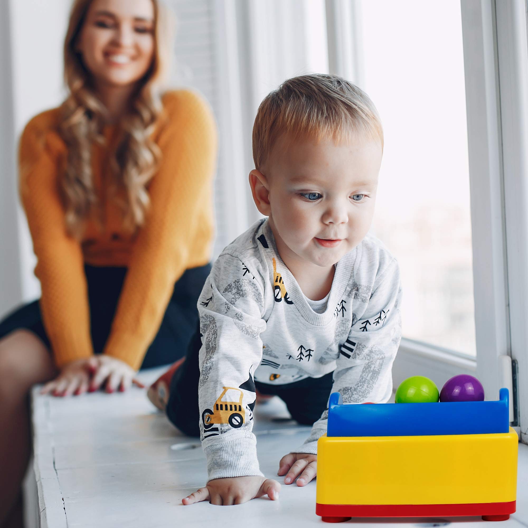 Pound a Ball Juego con martillo y 6 pelotas de bebé Juguete de bebé con luces divertidas y efectos de sonido – Horas de diversión y desarrollo de habilidades con el juego dispensador de pelotas Baby Ball Popper Game. Certificado por ASTM. 5