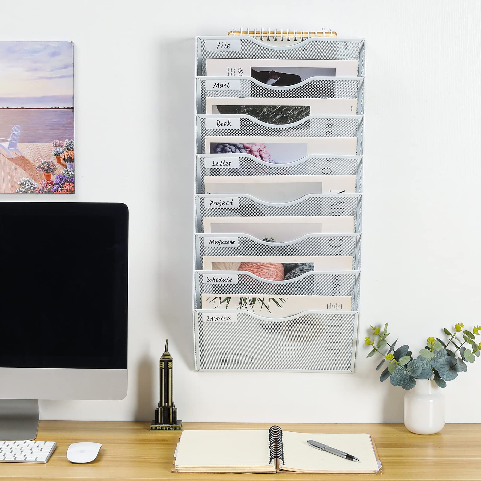 PAG-ass Hanging Wall File Organizer,16-Tier Desk File Ail Holder, Paper Bill Organization For