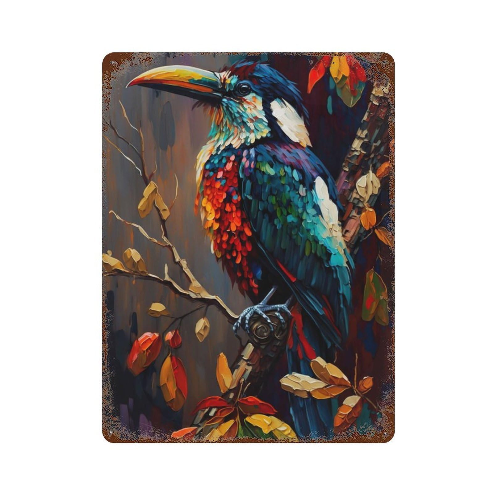 Jungle Bird Decorative Tin Sign 15.7"x11.8", Retro Wall Decor for Living Room, Hallway And Home Decor