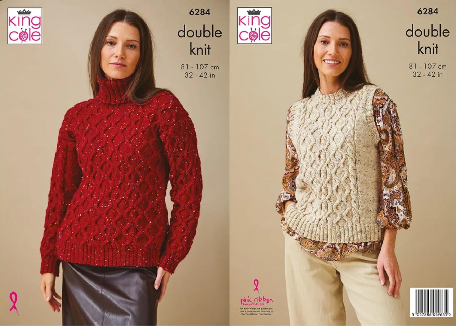 King Cole Knitting Pattern Ladies Double Knit Tank Top & Sweater 6284