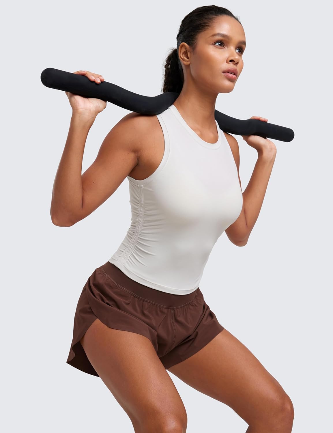 CRZ YOGA Cloudweight Womens Ruched Tank High Neck Workout Fitted Tops Basic Yoga Athletic Sleeveless Shirts - Image 3