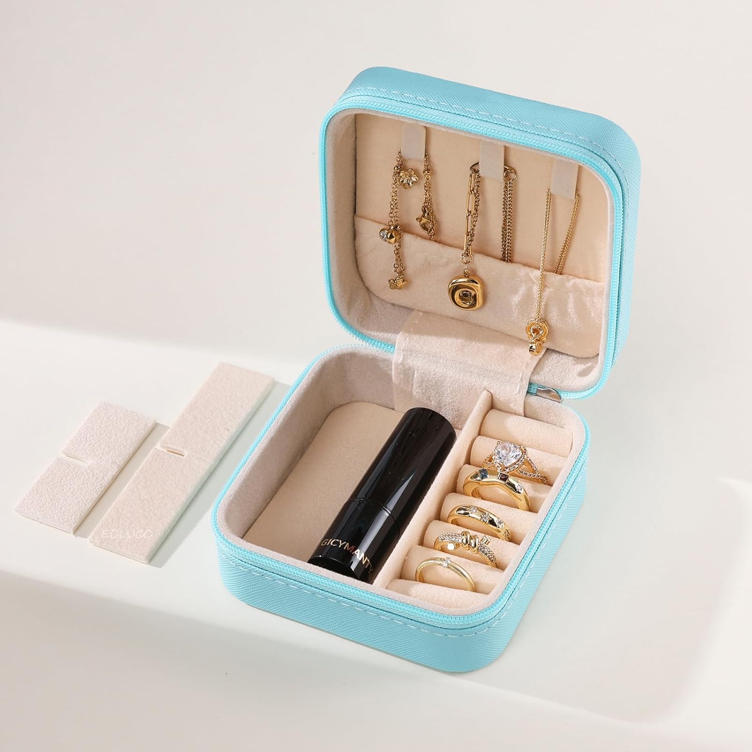 Travel Jewelry Case Bridesmaid Gifts Box, Small Portable Jewelry Organizer, Leather Mini Storage Box for Earring Necklace Ring, Purple, 6 Pack