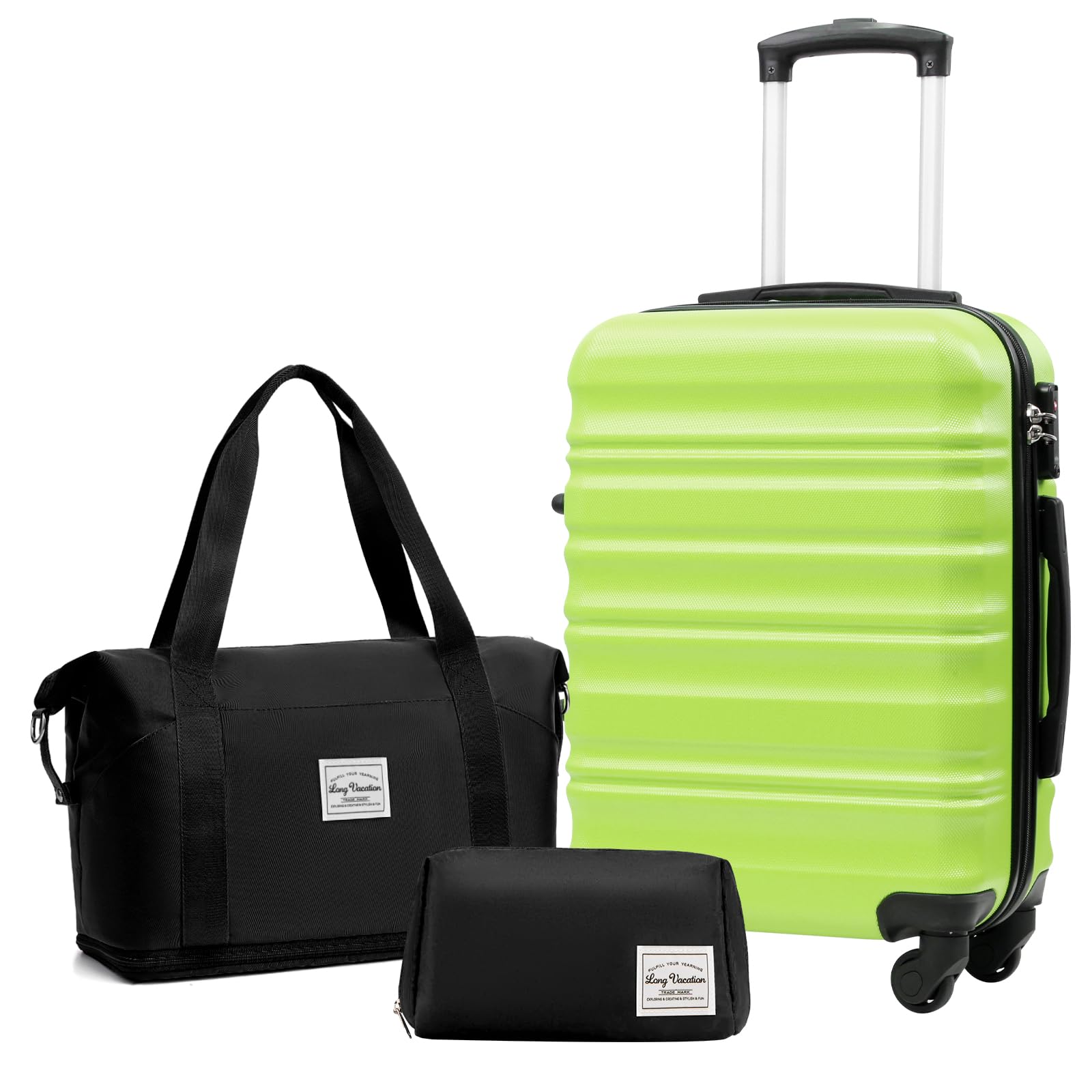 Photo 1 of *Not exact* LONG VACATION Luggage Set 4 Piece Luggage Set ABS hardshell TSA Lock Spinner Wheels Luggage Carry on Suitcase (APPLE GREEN, 20 INCH) 20 INCH APPLE GREEN