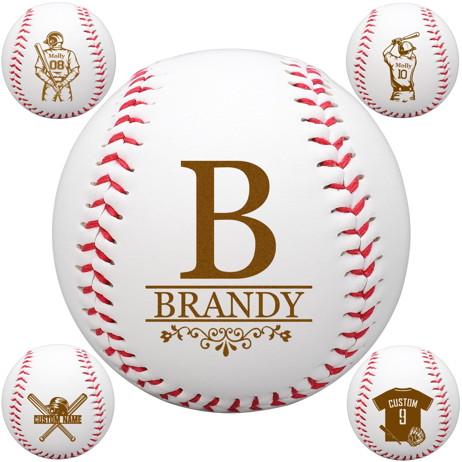 WBgjsnklbnl Custom Baseball with Name Engraved Personalised Sports Gifts for Team Dad Grandpa Fathers Day Groomsman Birthday Wedding-9" Style2