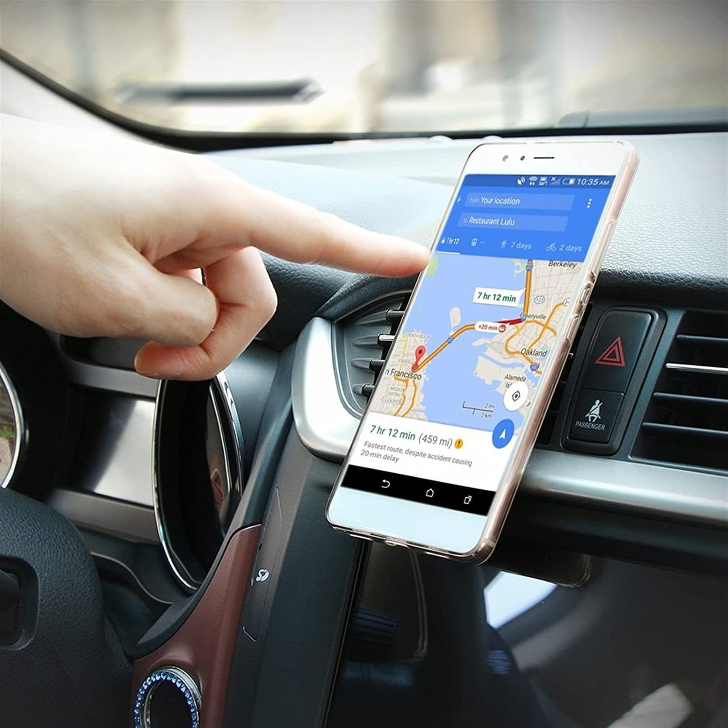 Soporte Móvil Soporte para Coche Teléfono móvil Salida de Aire para Succión magnética Navegación Coche Ventosa Imán para teléfono para Coche(Rot)