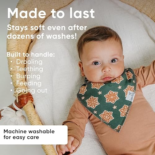 Miniatura 49 de Copper Pearl Paquete de 4 baberos de algodón suave para babeo y dentición, baberos absorbentes para bebés niñas y niños, ajustables para adaptarse a