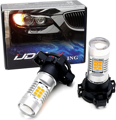 iJDMTOY Bombillas LED 21-SMD PY24W 5200s sin errores de color amarillo ámbar compatibles con luces direccionales delanteras BMW, compatibles con BMW