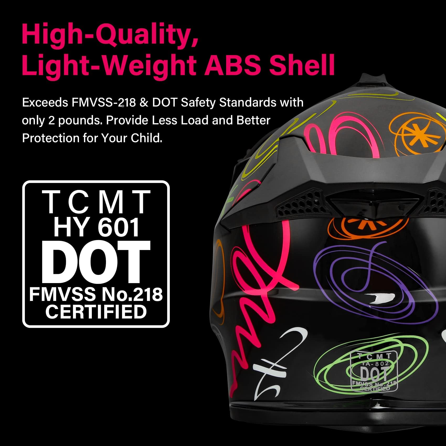 TCMT DOT Youth Kids Dirt Bike Helmet Youth Motocross Helmet Full Face ATV Four Wheeler Motorcycle BMX Helmet for Boys Girls, Off-Road Protective Gear with Goggles Gloves New
