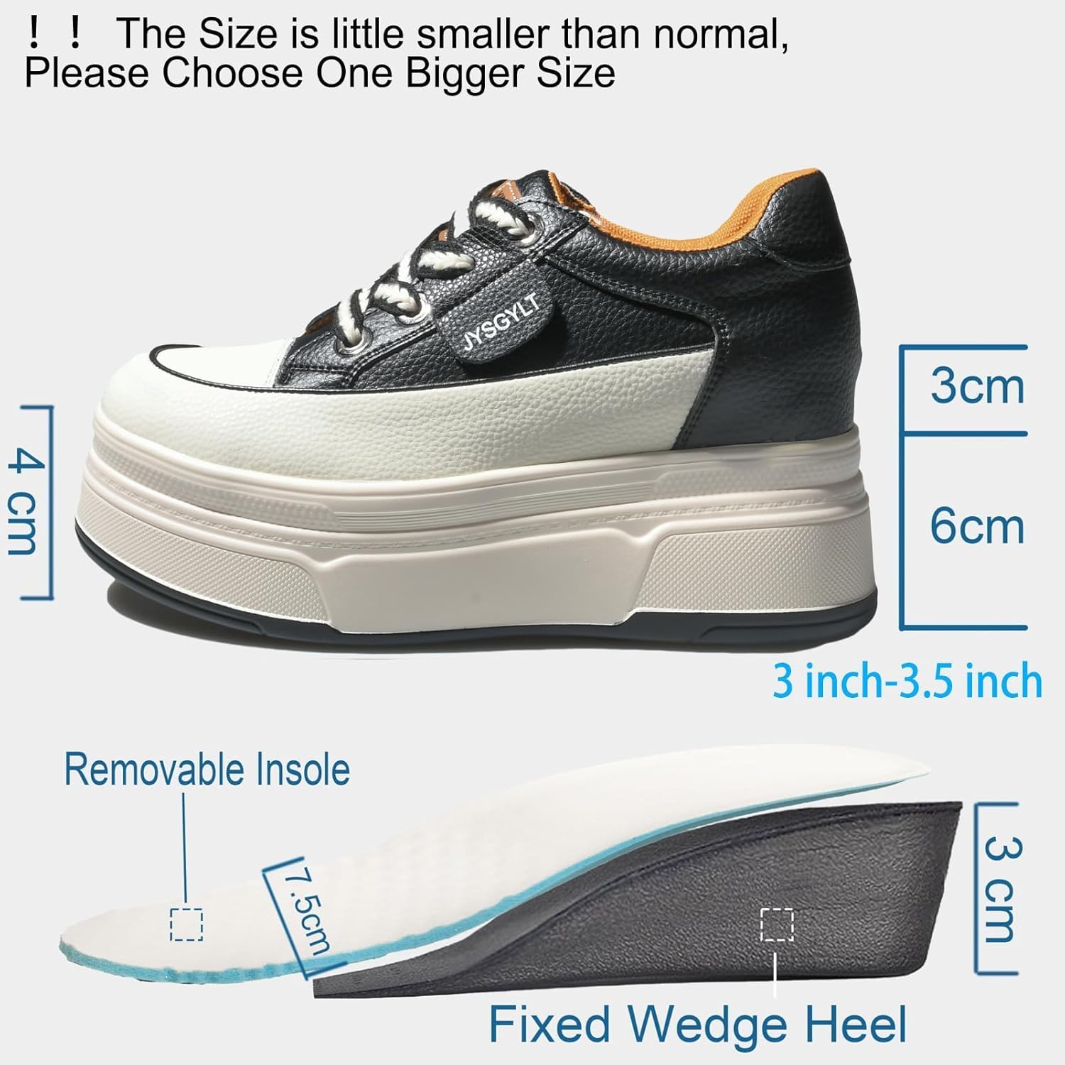 Platform Sneakers For Women - (3 inch-3.5 inch )6cm Heel & 3cm Inner Lift, Comfortable Cushioned Arch Support, Non-Slip Casual Walking Shoes, Microfiber Leather Platform Shoes White Black Red Yellow