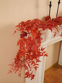 Fall Decor - Fall Garland - 10FT Autumn Maples Leaf Garland for Autumn Decor Hanging Vine Garland for Halloween Thanksgiving Decor Home Wedding Fireplace Party Christmas