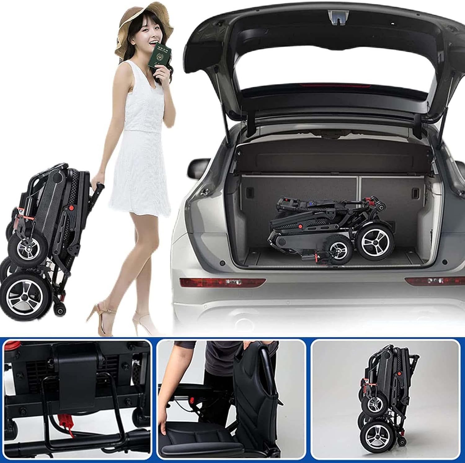 sedia a rotelle Carrello per sedia a rotelle da viaggio pieghevole con freno a mano e bracciolo ribaltabile in lega di magnesio sedia rotelle