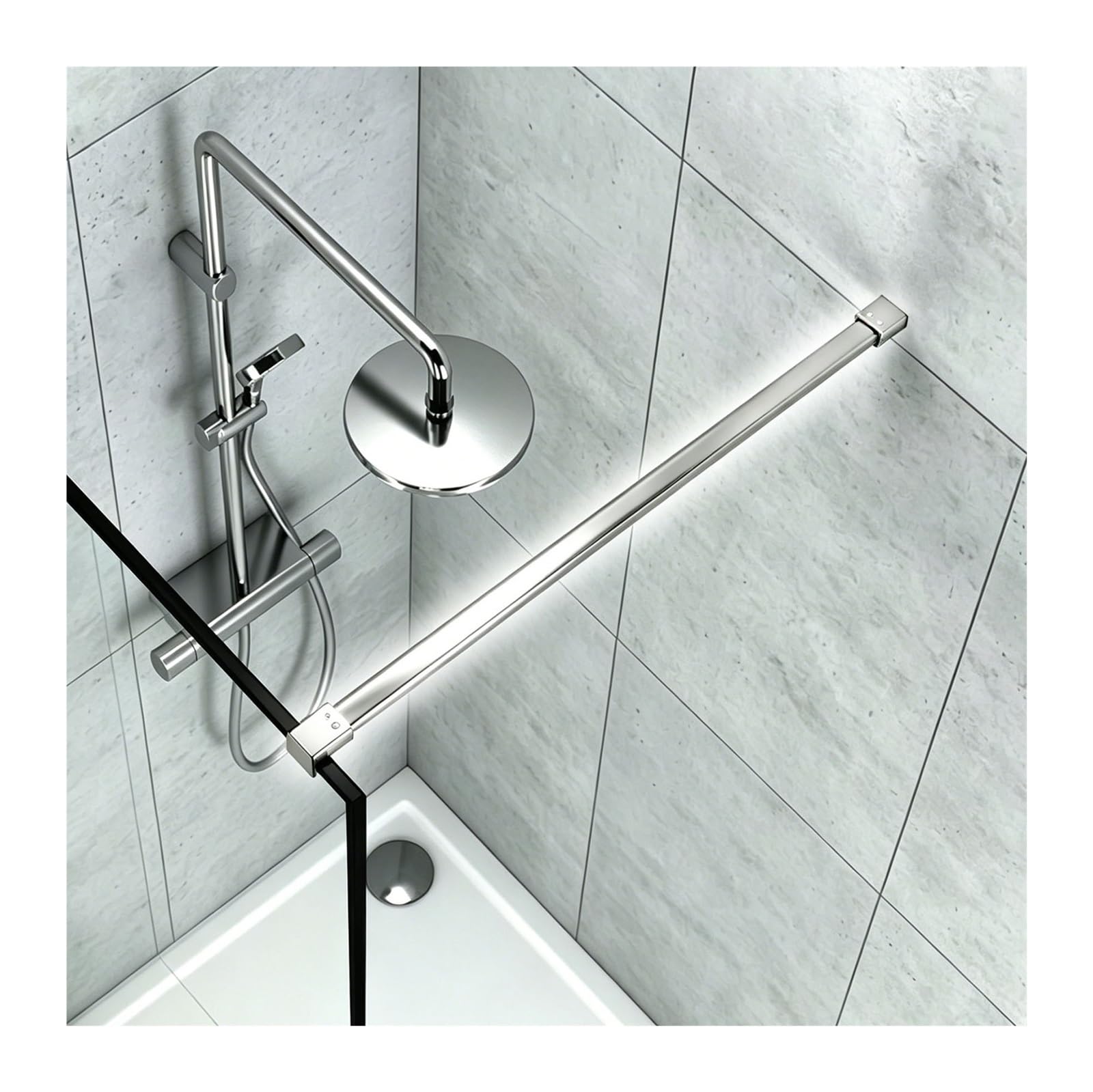 Barre de stabilisation douche Premium, équerre renforcée en acier inoxydable pour salle de bain