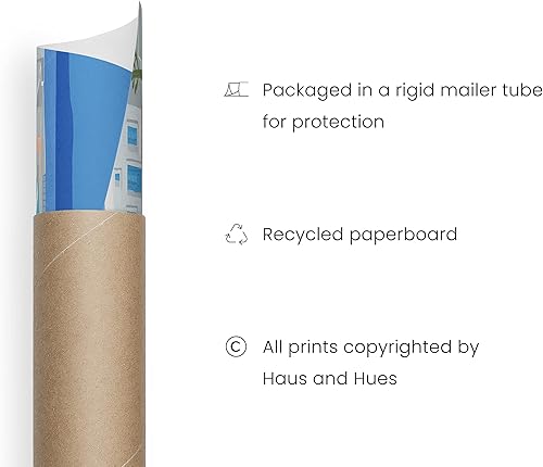 Vista 413 de HAUS AND HUES Evil Eye Decor - Navy Blue Wall Art, Evil Eye Wall Decor, Mykonos Artwork, Evil Eyes Print, Big Eyes Painting Print, Evil Eye Poster