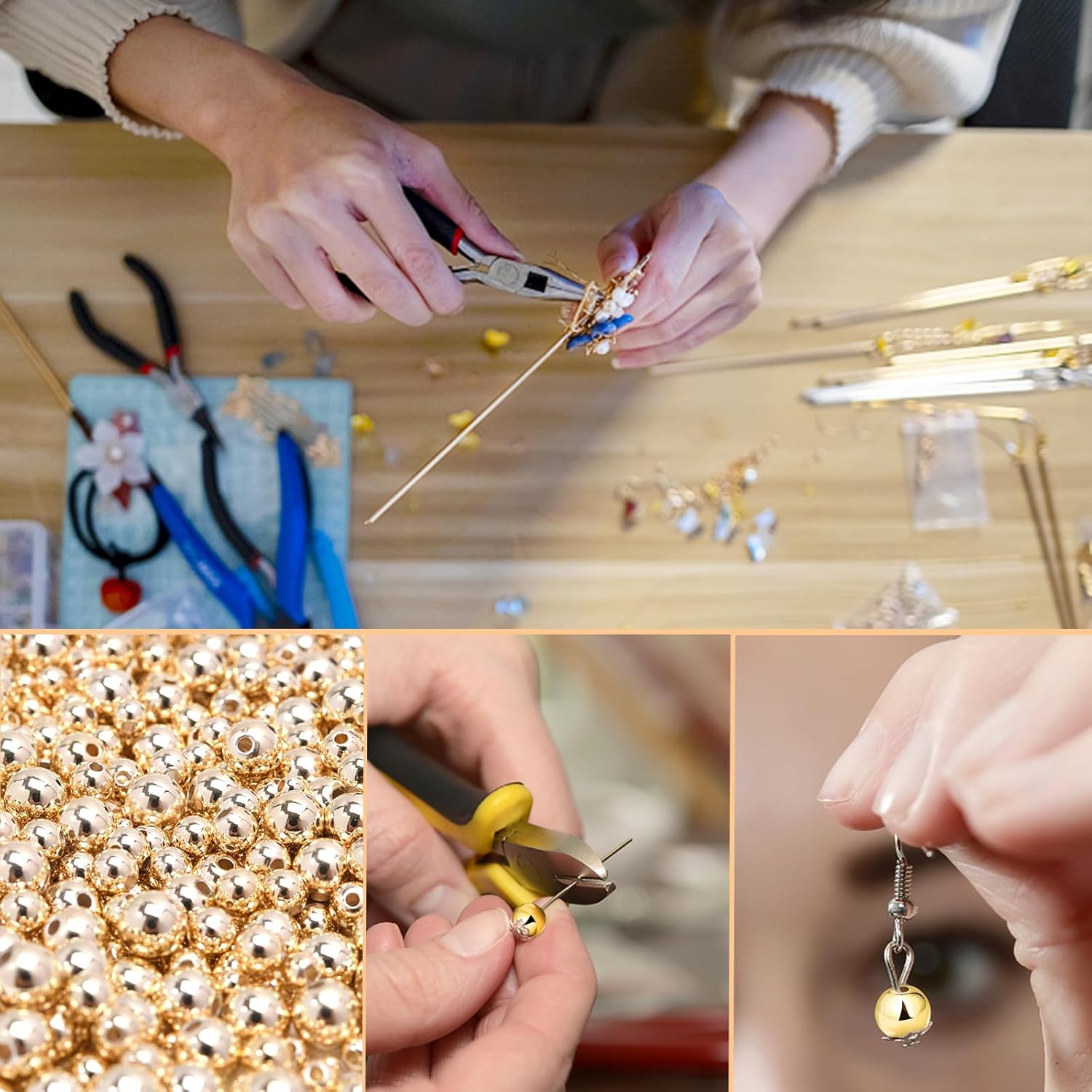 500pcs 14K Gold Filled Spacer Beads,Round Bracelet Bead,Seamless Smooth Metal Brass Bead,Lasting Round Spacer Beads for DIY Necklace Bracelet Jewelry Making (2mm) - Image 7