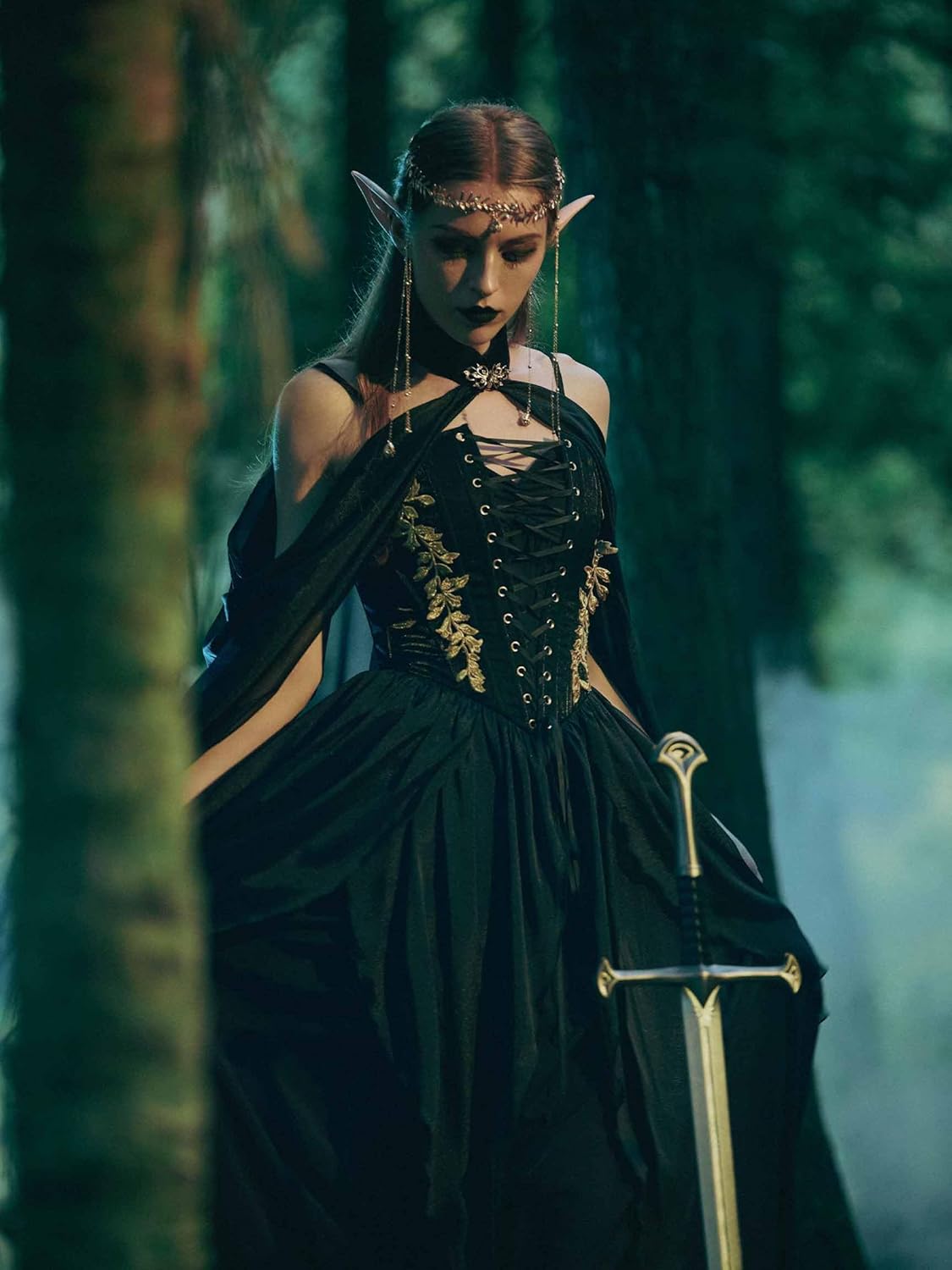 daizbella Elf Costume for Women Ren Faire Dress Night Elf Dress Medieval Renaissance Costume