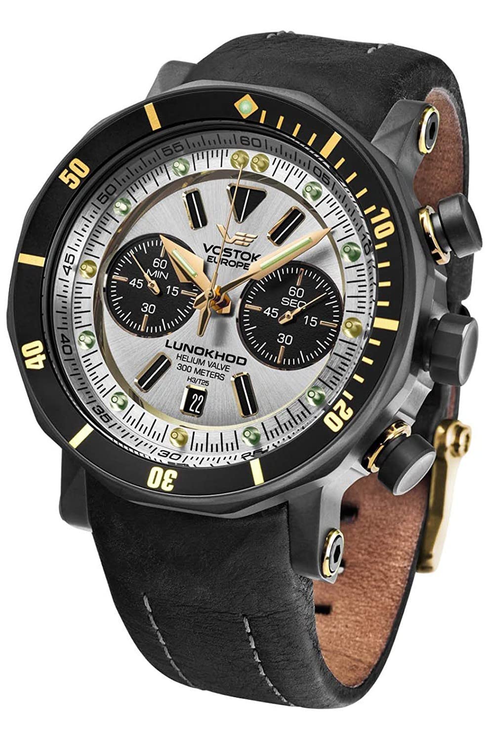 Vostok Europe lunokhod 2 Reloj para Hombre Analógico de Cuarzo con Brazalete de Piel de Vaca 6S21-620E277