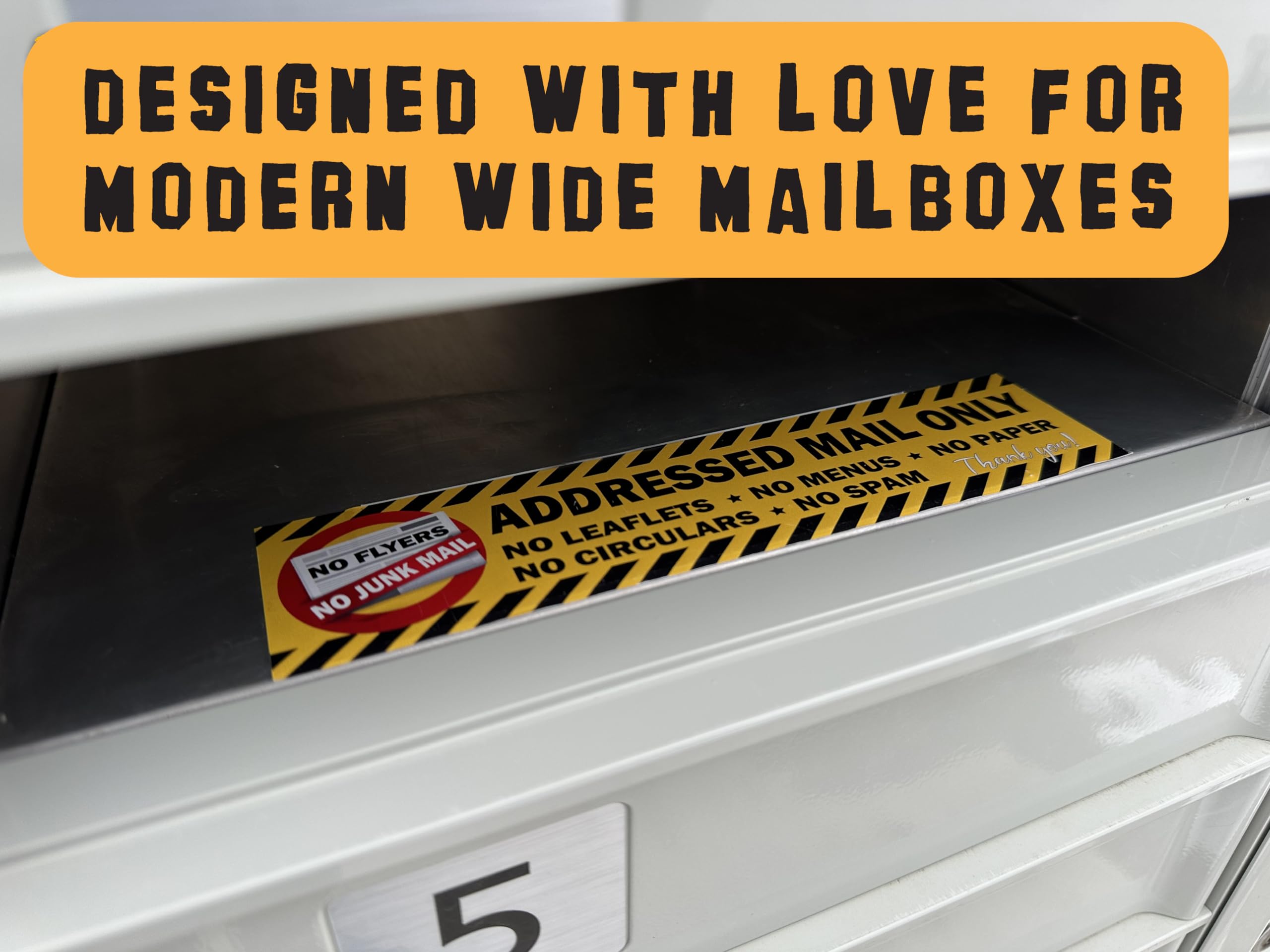 Lot De 2 Autocollants « No Junk Mail » Pour Boîte Aux Lettres, 16 X 4,5