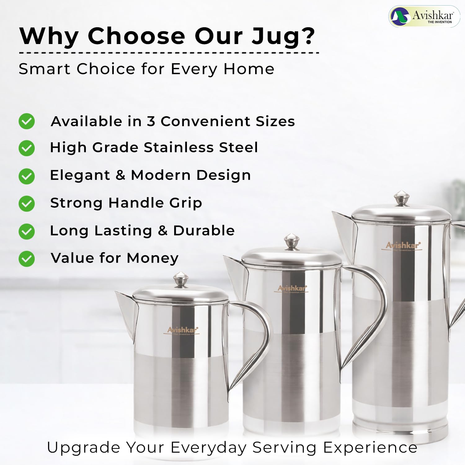 Avishkar 1L Stainless Steel Jug - Leakproof & Durable -8 Avishkar 1L Stainless Steel Jug - Leakproof & Durable -8
