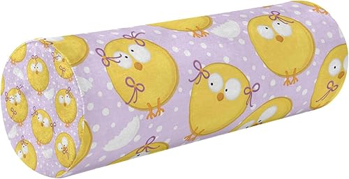 Cartoon Cute Chicken and Egg Shell Knee Bolster Pillow for Legs Foam Neck Roll Pillow Round Pillow Inserts for Back Support Sleeping Pillow Cylinder