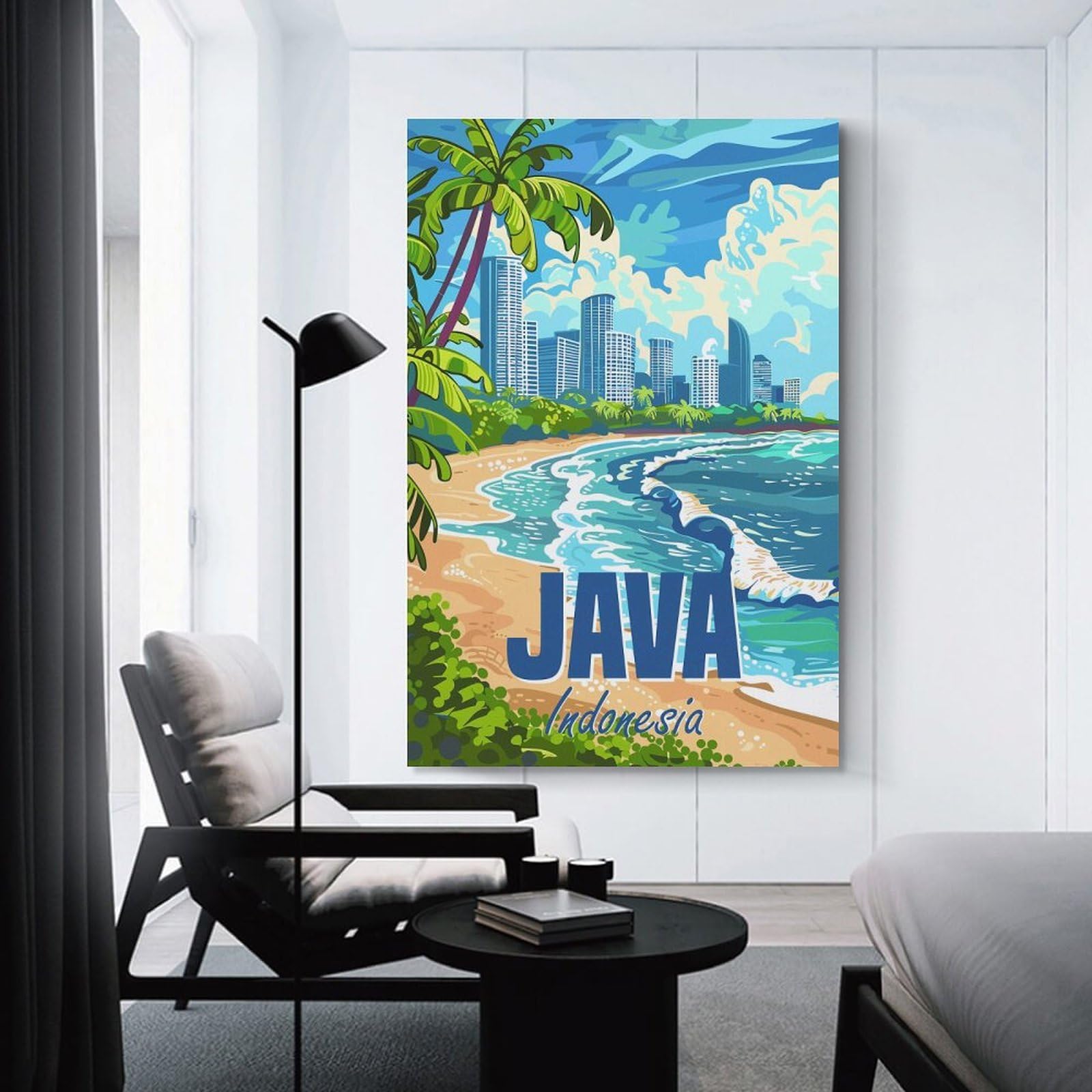 Junmoney Room Decor Wall Art Java Island Indonesia, 20x30inch(50x75cm), for Home Lounge, Bedroom Or Reading Nook, Eye Catching Artwork for Blank Walls